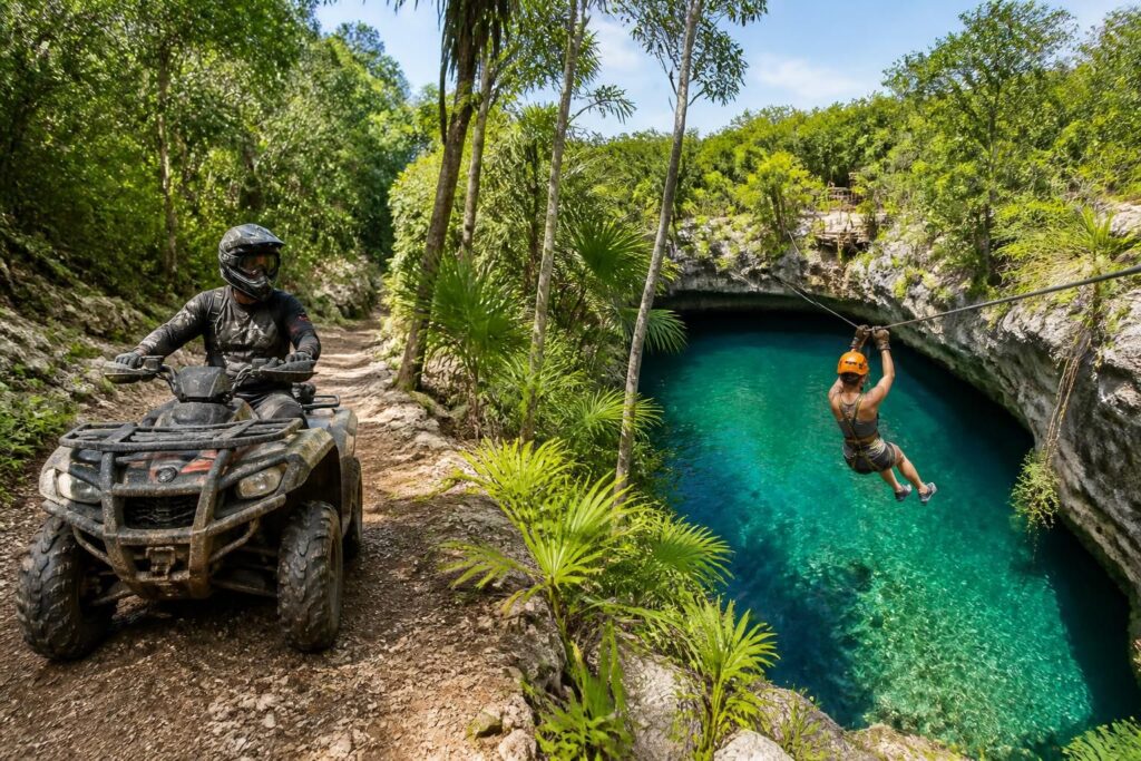 Quad seul ou combiné cenote et tyrolienne : comment choisir la meilleure formule
