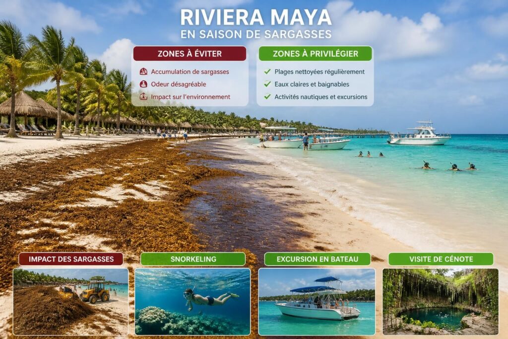 Sargasses sur la riviera maya : quelles excursions éviter et lesquelles profiter